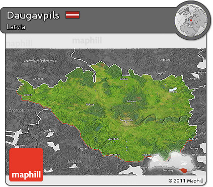 Satellite 3D Map of Daugavpils, desaturated