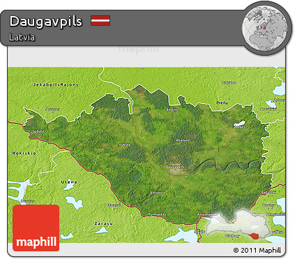 Satellite 3D Map of Daugavpils, physical outside