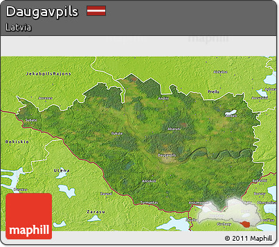 Satellite 3D Map of Daugavpils, physical outside