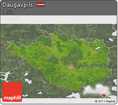 Satellite 3D Map of Daugavpils, semi-desaturated