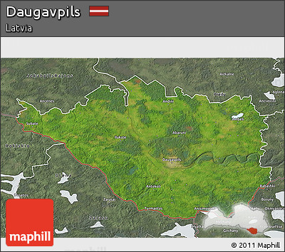 Satellite 3D Map of Daugavpils, semi-desaturated