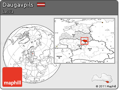 Blank Location Map of Daugavpils, highlighted country