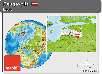 Physical Location Map of Daugavpils, highlighted country, within the entire country
