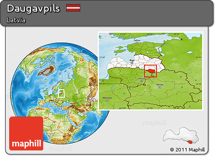 Physical Location Map of Daugavpils, highlighted country