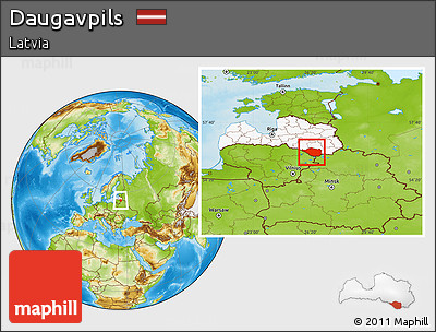 Physical Location Map of Daugavpils, highlighted country