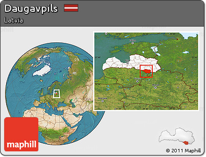 Satellite Location Map of Daugavpils, highlighted country