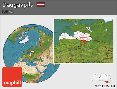 Satellite Location Map of Daugavpils, highlighted country