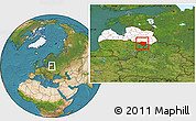 Satellite Location Map of Daugavpils, highlighted country