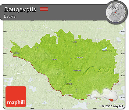 Physical Map of Daugavpils, lighten