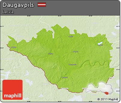 Physical Map of Daugavpils, lighten