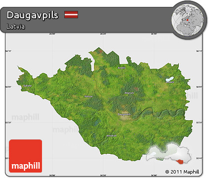 Satellite Map of Daugavpils, single color outside