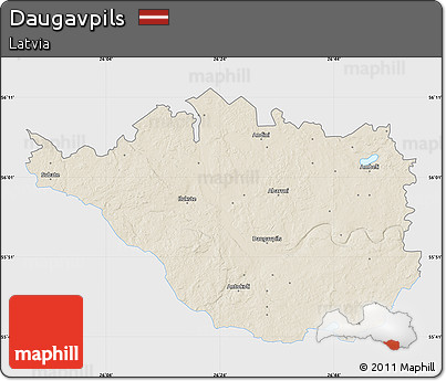 Shaded Relief Map of Daugavpils, single color outside