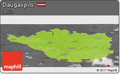 Physical Panoramic Map of Daugavpils, darken, desaturated