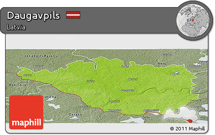 Physical Panoramic Map of Daugavpils, semi-desaturated