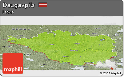 Physical Panoramic Map of Daugavpils, semi-desaturated