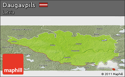 Physical Panoramic Map of Daugavpils, semi-desaturated