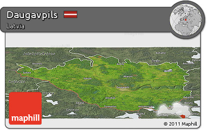Satellite Panoramic Map of Daugavpils, semi-desaturated