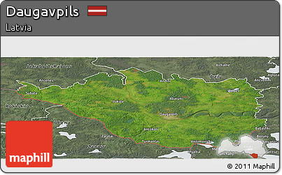 Satellite Panoramic Map of Daugavpils, semi-desaturated