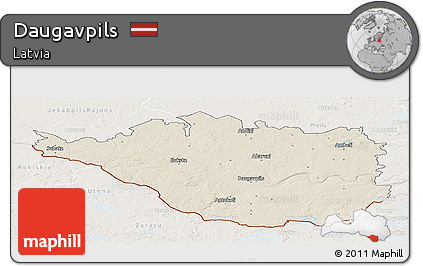 Shaded Relief Panoramic Map of Daugavpils, lighten