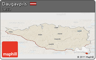Shaded Relief Panoramic Map of Daugavpils, lighten
