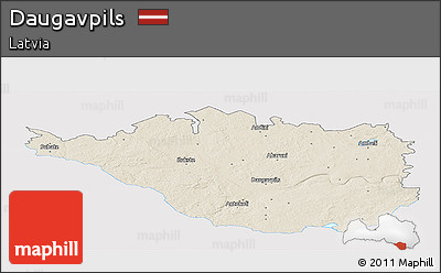 Shaded Relief Panoramic Map of Daugavpils, single color outside