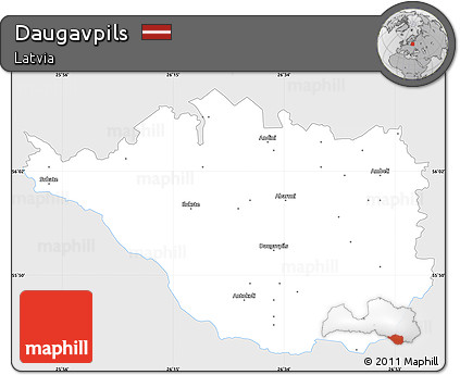 Silver Style Simple Map of Daugavpils, single color outside