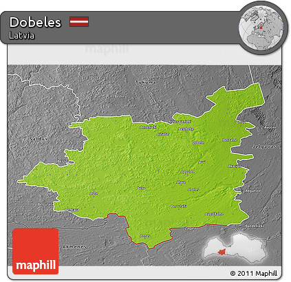 Physical 3D Map of Dobeles, desaturated