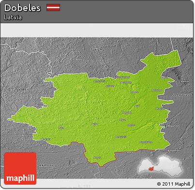 Physical 3D Map of Dobeles, desaturated