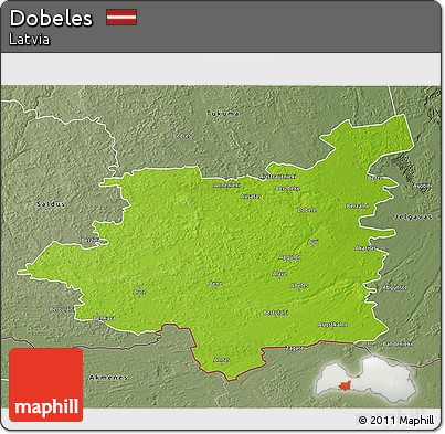 Physical 3D Map of Dobeles, semi-desaturated
