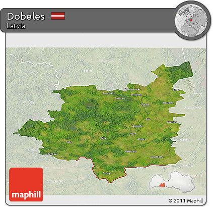 Satellite 3D Map of Dobeles, lighten