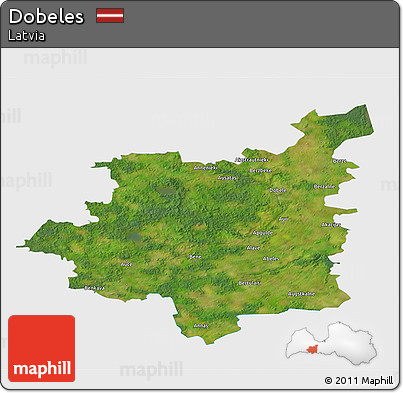 Satellite 3D Map of Dobeles, single color outside