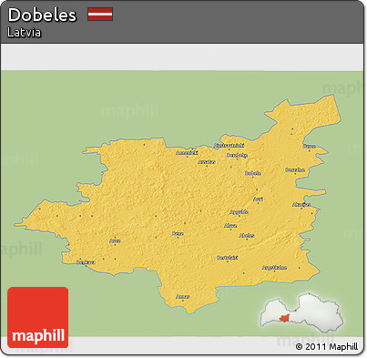 Savanna Style 3D Map of Dobeles, single color outside