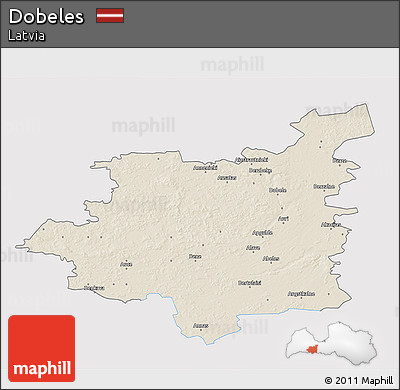 Shaded Relief 3D Map of Dobeles, single color outside