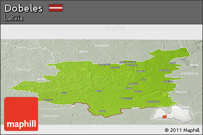 Physical Panoramic Map of Dobeles, lighten, semi-desaturated
