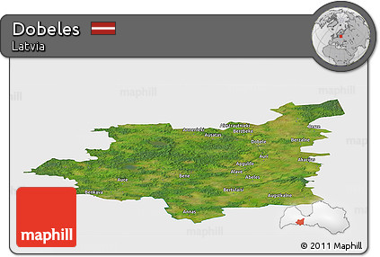 Satellite Panoramic Map of Dobeles, single color outside