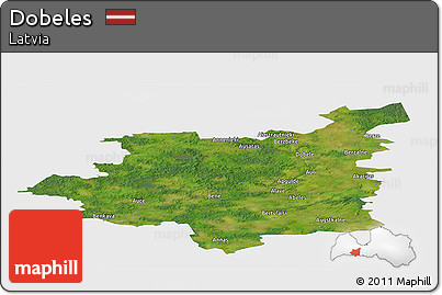 Satellite Panoramic Map of Dobeles, single color outside