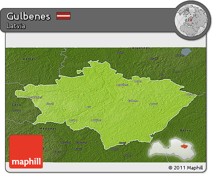 Physical 3D Map of Gulbenes, darken