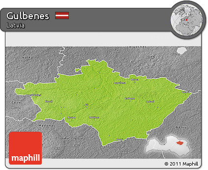Physical 3D Map of Gulbenes, desaturated