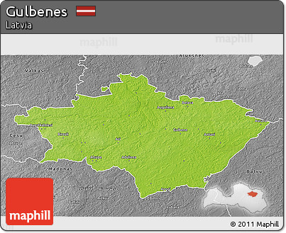 Physical 3D Map of Gulbenes, desaturated