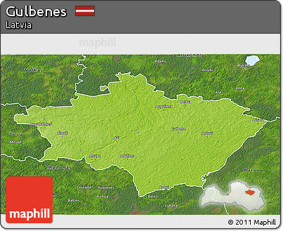 Physical 3D Map of Gulbenes, satellite outside