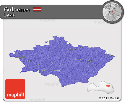 Political 3D Map of Gulbenes, single color outside