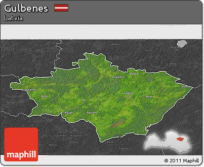 Satellite 3D Map of Gulbenes, darken, desaturated
