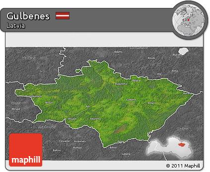 Satellite 3D Map of Gulbenes, desaturated