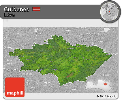 Satellite 3D Map of Gulbenes, lighten, desaturated