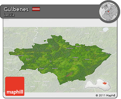 Satellite 3D Map of Gulbenes, lighten