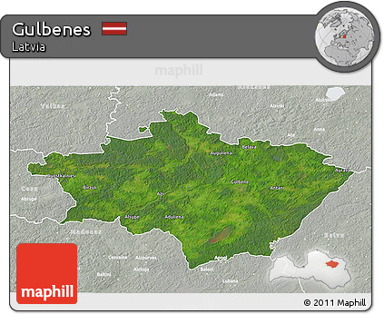 Satellite 3D Map of Gulbenes, lighten, semi-desaturated