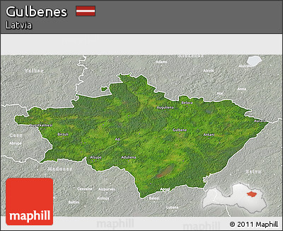 Satellite 3D Map of Gulbenes, lighten, semi-desaturated