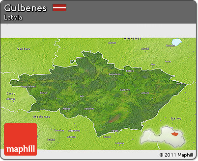 Satellite 3D Map of Gulbenes, physical outside
