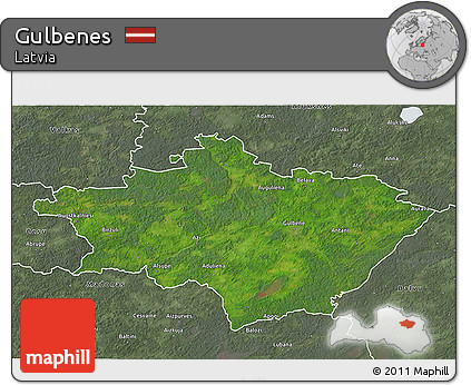 Satellite 3D Map of Gulbenes, semi-desaturated