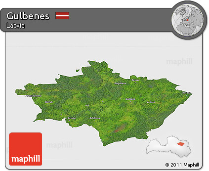 Satellite 3D Map of Gulbenes, single color outside